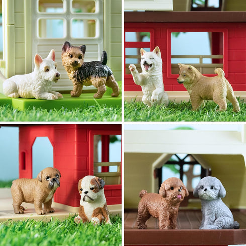 12PCS Dog Figurines, Realistic Plastic Puppy Figurines, Hand Painted Emulational Tiny Dogs Animals Toy, Dog Cake Topper Christmas Birthday Gift fo...