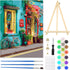 HEIBAGO Paint by Numbers Kit for Adults 12"x16" Framed Canvas&Wooden Easel, DIY Acrylic Paint by Numbers Kits for Adults Beginner, Street Bicycle ...
