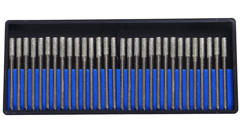 3mm Diamond Drill Bit Jewelry Beach Sea Glass Shells Gemstones 1/8 inch Tip Bur Shank Dremel Compatible Burr Lapidary 30 Pieces Case Set...