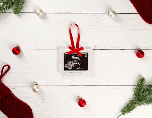 Pearhead Sonogram Picture Ornament with Burlap Ribbon and Wooden Frame | Ultrasound Photo Keepsake for Christmas Tree, Holiday Décor, and Pregnanc...