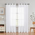 Snow White Linen Sheer Curtain Panel 72" Long Open Weave Faux Linen Window Treament Drape for Bedroom Farmhouse, Elegant Nickel Grommet Top, Sets ...