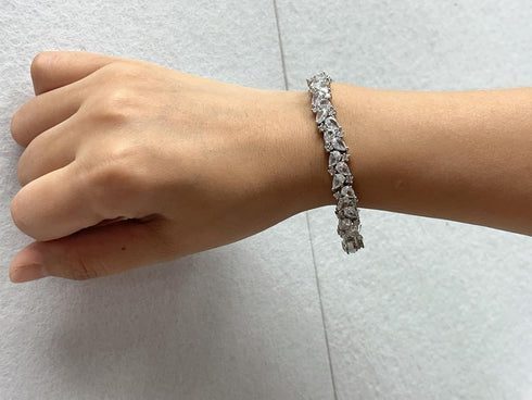 Hadskiss Wedding Tennis Bracelet for Brides Bridesmaid, White Gold Plated Marquise Cubic Zirconia Prom Jewelry, Silver Bracelet Wedding Party Jewe...