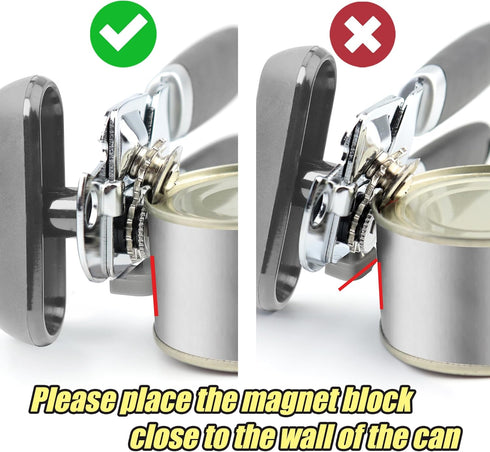 Can Opener, No-Trouble-Lid-Lift Manual Handheld Can Opener with Magnet, Smooth Edge Safe Cut for Beer/Tin/Bottle, Big Turning Knob Anti-Slip Handl...