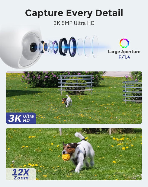 Hugolog 3K Light Bulb Security Cameras Wireless Outdoor-2.4GHz Cameras for Home Security Indoor with AI Sound Processing&Motion Detection,Color Ni...