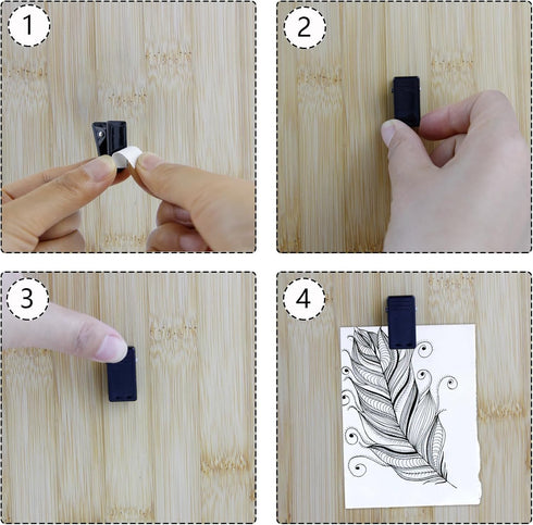 24Pcs Self Adhesive Clips, Wall Clips for Hanging, Photo Clips Plastic Spring Clips Hanging for Paper Tapestry Hangers Home and Office Christmas D...