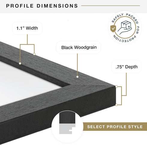 MCS Studio Gallery 11x14 Picture Frame Black Woodgrain, Rectangle Photo Frame for Photos, Posters & Art Prints (1-Pack)...