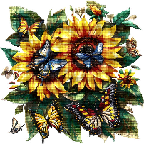 Xinpinzhou Sunflower 11ct Cross Stitch Kits, 11 CT Funny Pre Printed Counted Stamped Cross Stitch Embroidery Needlepoint Needlework Patterns Kits ...