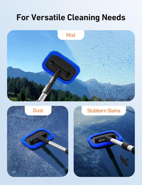 AstroAI Windshield Cleaner, Microfiber car Window Cleaner with 4 Reusable and Washable Microfiber Pads and Extendable Handle Auto Inside Glass Wip...