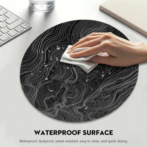 Elegant Black and White Topographic Design Mouse Pad for Office and Home Use, Stitched Edges Non-Slip Rubber Base Mouse Pads for Computers Laptop...