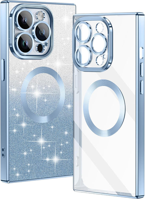 Jmltech for iPhone 14 Plus Case Magnetic Clear Square Edge Cute Transparent Silicone Soft TPU Luxury Plating Bumper Phone Case with MAGSAFE Chargi...
