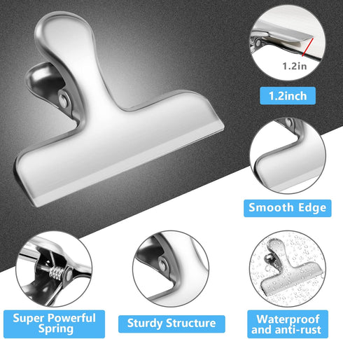 Chip Clips, 8 Pack Stainless Steel Chip Clips, Chip Clips Bag Clips Food Clips, Bag Clips for Food, Clips for Food Packages, Chip Bag Clips - Air ...