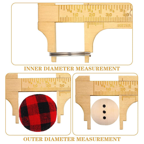 2 Pcs Brass Vernier Caliper Pocket Caliper Handy Caliper Measuring Mini Tool Double Scale Sliding Gauge Metal Pocket Ruler for Bead Wire Jewels Ri...