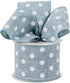 HUIHUANG Denim Blue and White Polka Dot Wired Ribbon 2-1/2 inch, Wire Edge Dots Burlap Ribbon for Wreath Supplies Bows Making DIY Crafts Home Outd...