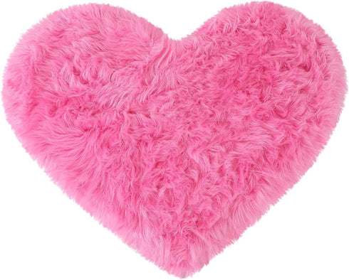 uxcell Heart Shaped Rugs for Bedroom,Small Aesthetic Carpet Girls,Cute Shaggy Floor Mirror Mat,Pastel Furry Throw Rug 2.3ftx3ft, Rose Red...