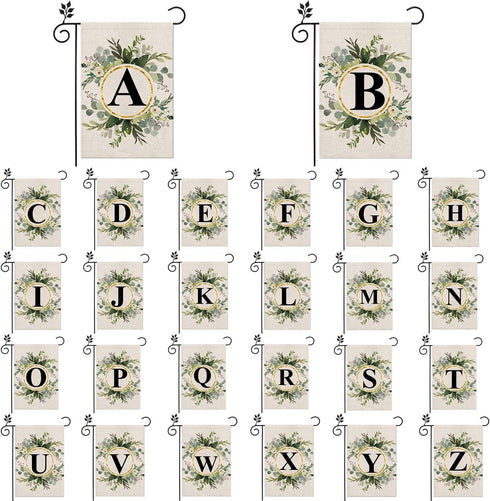 LUTER Monogram Letter G Garden Flag, 12x18 Inch Floral Garden Flag Garden Letter Flags Burlap Flag Family Last Name for Outside, Yard, Patios, Law...