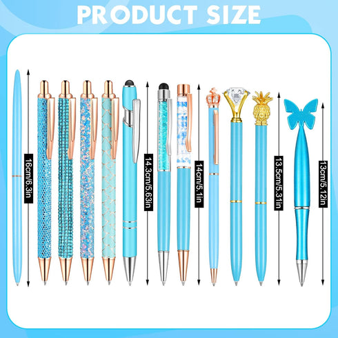 12 Pcs Diamond Pens Metal Liquid Sand Glitter Cute Ballpoint Pen Set Girly Crystal Pen Women Ballpoint Pen Black Ink Ball Point Pen Gift for Women...