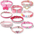 9 Pieces Pink Rhinestones Dog Collar PU Leather Girl Puppy Collars Bling Crystal Cat Dog Collar with Bow Bone Heart Flower for Pets Dogs Cats Coll...