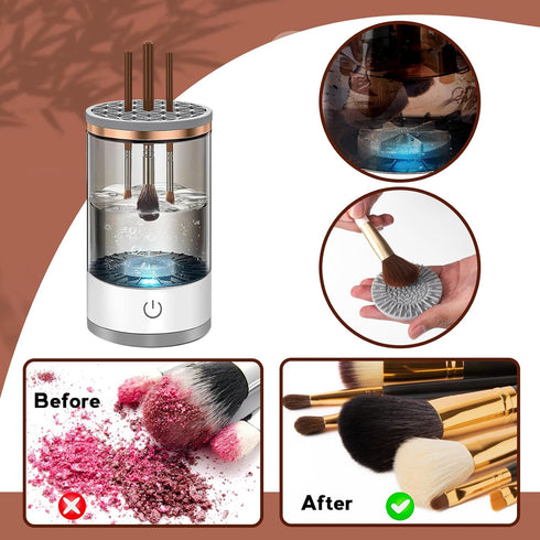 Electric Makeup Brush Cleaner Machine,Easy Premium Cosmetic Brush Cleaner Professional Automatic Spinning Make up Brush Cleaning Tool Cleanser Mac...