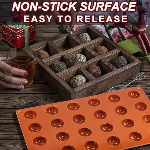Mini 24-Cavity Semi Sphere Silicone Molds Non-Stick, 2 Packs Half Sphere Silicone Baking Molds for Making Jelly, Chocolates and Cake...