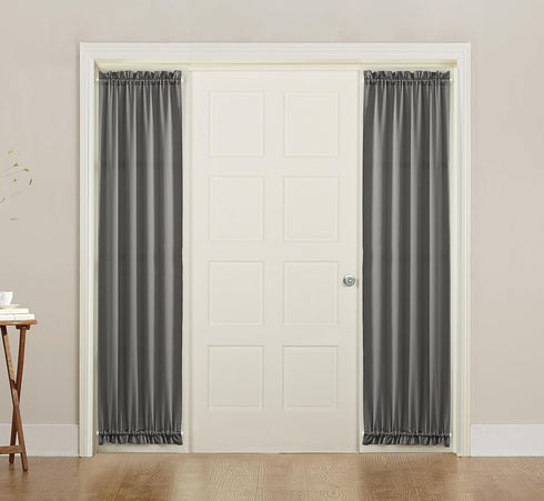 Sun Zero Barrow Energy Efficient Rod Pocket Door Sidelight Curtain Panel, 26" x 72", Gray...