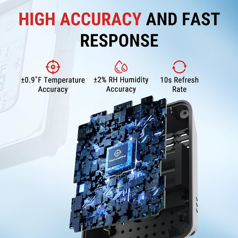 ThermoPro Hygrometer Thermometer for House TP350, Bluetooth Room Indoor Greenhouse Thermometer Monitor Up to 260FT, Backlit Humidity Meter Tempera...