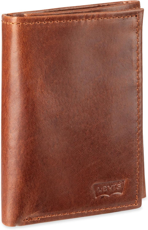 Levi's Men's Trifold Wallet-Sleek and Slim Includes Id Window and Credit Card Holder, Tan, One Size...