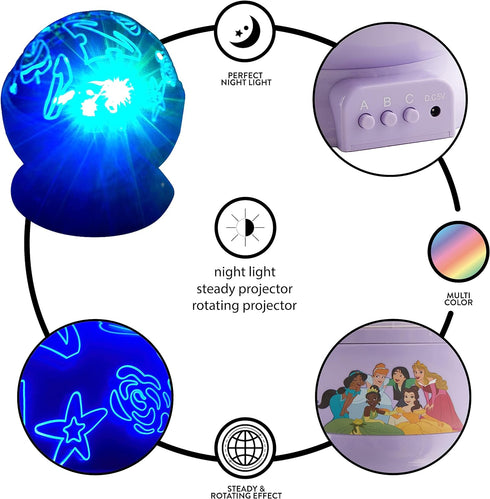 Idea Nuova Disney Princess Rotating LED Projection Kids Lamp and Nightlight 4.88"x 4.88"x 5.5"......