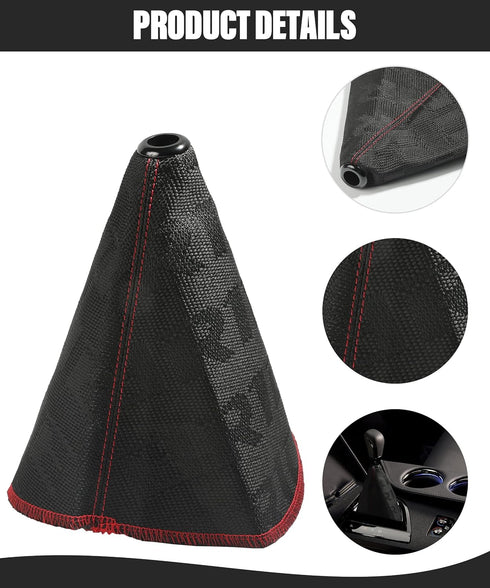 YAKEFLY Canvas Gear Shifter Cover, JDM Style Hyper Fabric Dust Cover & Knob Boot (Black)...