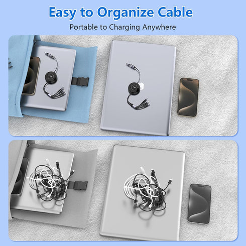 100W USB C to Multi Charging Cable, iPhone 15 Retractable Charging Cable with Type C 60W+IP 27W+Micro USB 10W Multi Phone Charger for iPhone 15 14...