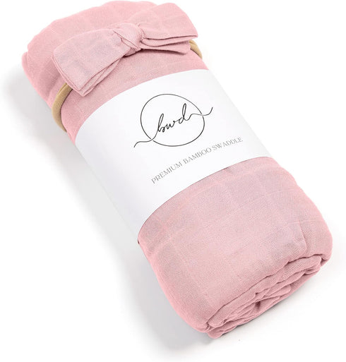 Baby Want Designs Neutral Swaddles for Newborns & Bow — 47x47 Inches 70% Viscose Derived from Bamboo & 30% Organic Cotton Swaddle Blankets — Premi...