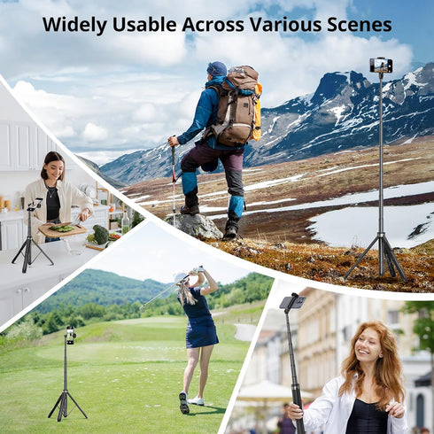 SYNCWIRE 53.5" Phone Tripod, Selfie Stick Tripod with Bluetooth Remote, All-in-One Aluminum Phone Tripod Stand for 4”-7” iPhone and Android Smartp...