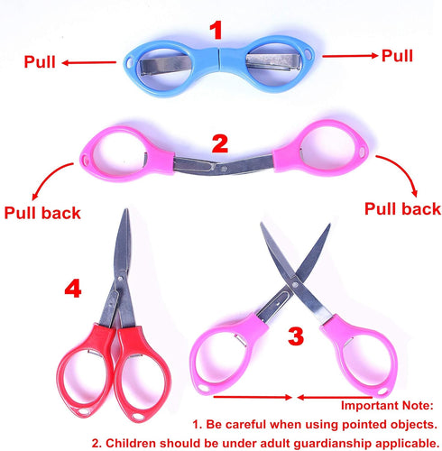 Folding Scissors,16 Pack Safe Portable Travel Scissors,Foldable Small Scissors Small Sewing Scissor,Stainless Steel Telescopic Cutter Used for Hom...