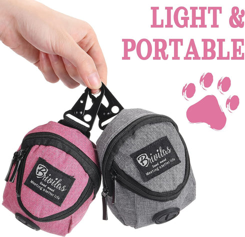 2 Pieces Dog Treats Bag Pet Poop Treat Bag Holder Dog Poop Treat Bag Dispenser Outdoor Holder Carrier Dog Waste Zipper Pouch with Metal Button for...