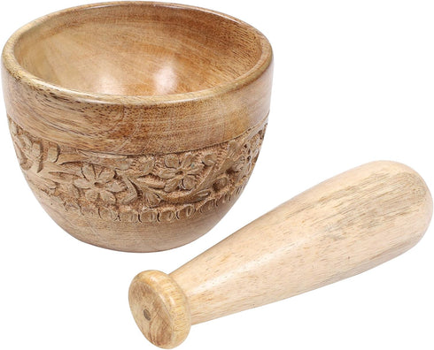 Wooden Mortar and Pestle Grinder/Chopper for Herbs, for Garlic Press, Coffee Grinder, Herb Spice Masher, Ginger Crusher, Spice Grinding, Spices an...