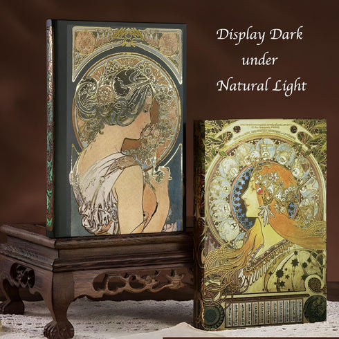 Exclusive Personal Journal for Women, Gilded Hardcover Notebook, 256 Full Color Pages, 5x7 Small Fancy Notebook, Alphonse Mucha Zodiac, Unique Gif...
