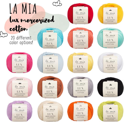 5 Ball (Pack) La Mia Lux Mercerized Cotton, Total 8.8 Oz. 100% Cotton, Each 1.76 Oz (50g) / 150 Yrds (164 m), 2 :Fine-Sport Red - 19...