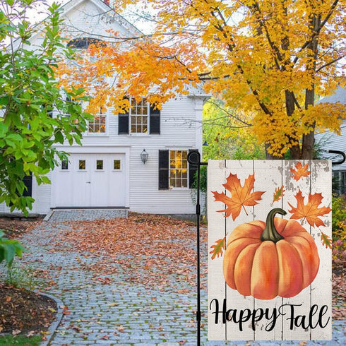 Happy Fall Garden Flag 12×18 Inch Double Sided Vertical Thanksgiving Yard Autumn Pumpkin Outdoor Decor DF076...