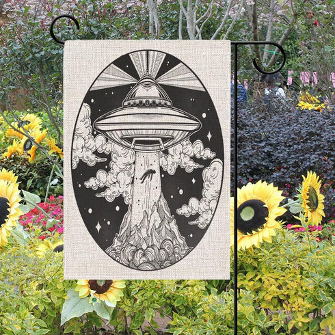 Garden Flag Alien UFO Small Yard Flag 12X18 Inch Fade Resistant Double Sided Vertical Great For Holiday Outdoor Decoration I Want To Leave Spacesh...