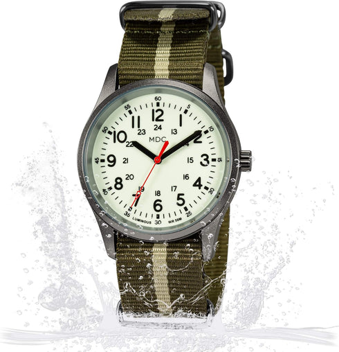 Infantry MDC Glow in The Dark Watches for Men, 12/24 Hour Military Time Watch Waterproof, Field Outdoor Sport Mens Wristwatch with Slip-Thru Nylon...