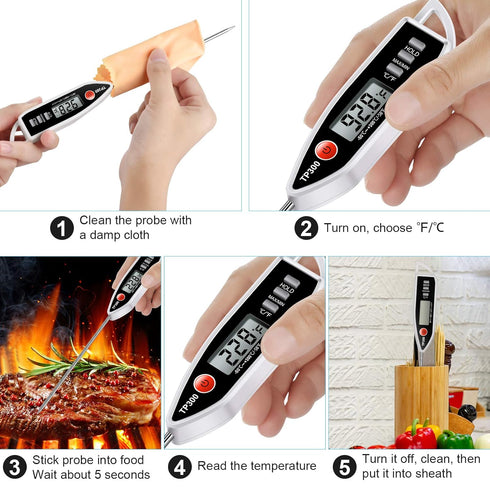 Meat Food Thermometer, Digital Candy Cooking Thermometer, Kitchen Cooking Thermometer Instant Read for BBQ Grill, Oil, Milk, Bath Water, Deep Fry,...