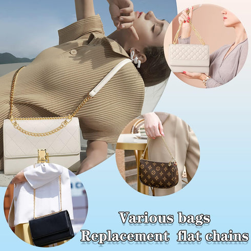 Gondiane 2Pcs Flat Purse Chain Strap Handbag Replacement Strap with Metal Buckles(15.7 Inches/40cm, Gold)...