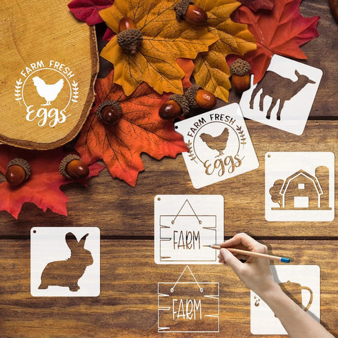 65 Pieces Farm Animal Stencils for Painting, Small Reusable Farmhouse Stencil Template DIY Craft Paint Stencils for Painting on Wood Wall Card Roc...