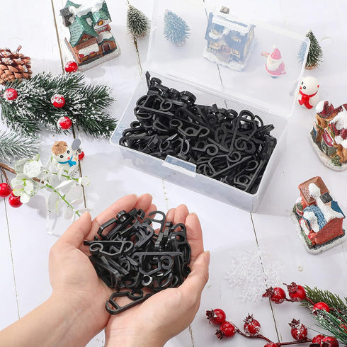 Marsui 120 Pieces Christmas Light Clips Outdoor Gutter Hooks Plastic Seasonal Weatherproof Clips Holiday Fence Hooks for Christmas Roof Tree Outsi...