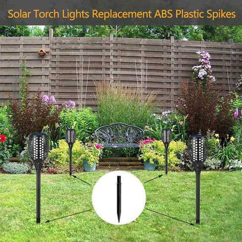4 PCs Plastic Spikes for Solar Flame Torch lights Solar Torch Lights Replacement ABS Ground Stakes...