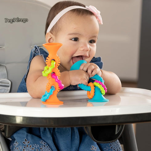 Fat Brain Toys pipSquigz Loops - Orange Silicone Suction Cup Baby Sensory Toy for Babies and Toddlers 6 mos+...