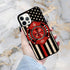Wood Fireman American Flag Thin Red Line US Firefighter Case - Compatible with iPhone 14 Plus - Durable Non-Slip TPU Rubber Shockproof Slim Case (...