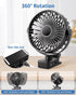 Portable Clip on Fan, Small Powerful Wind Cooling Desk Fan, 3 Speed Quiet Personal Fan with Clip, 360° Rotatable Battery Operated Rechargeable Min...