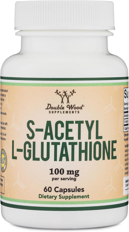 S-Acetyl L-Glutathione Capsules - 100mg, 60 Count (Acetylated Glutathione Antioxidant - More Absorbable Than Glutathione and Liposomal Glutathione...