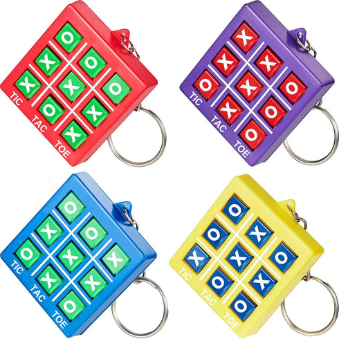 Hicarer Tic Tac Toe Keychain for Kids Ages 8-12 Party Favors Plastic Keyholders for Mini Backpack Clip Birthday Party (Red, Blue, Yellow, Purple,8...