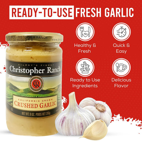 Christopher Ranch Crushed Garlic in Olive Oil | Heirloom California Garlic | Smooth Creamy Texture | Ready-to-Use, Premium Quality, Gluten-Free | ...